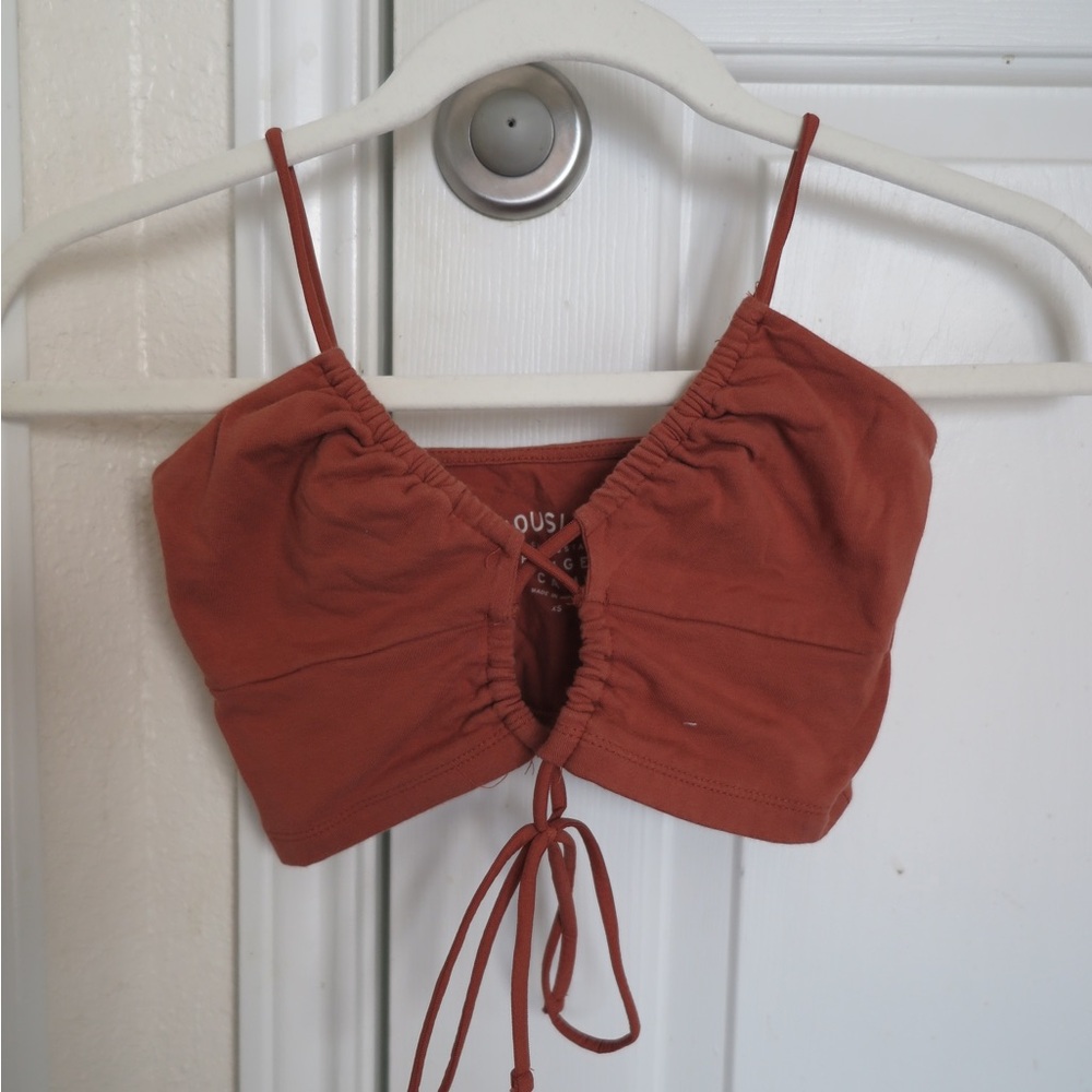 Rust Crop Top with Adjustable Straps with cutout in the front